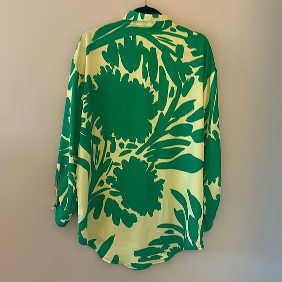 RESA x JoJo Monica Blouse Top Rico Green & Yellow Leaf Print Size XS/S Oversized - Picture 3 of 9